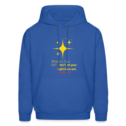 Men's Hoodie wheres your oil - royal blue