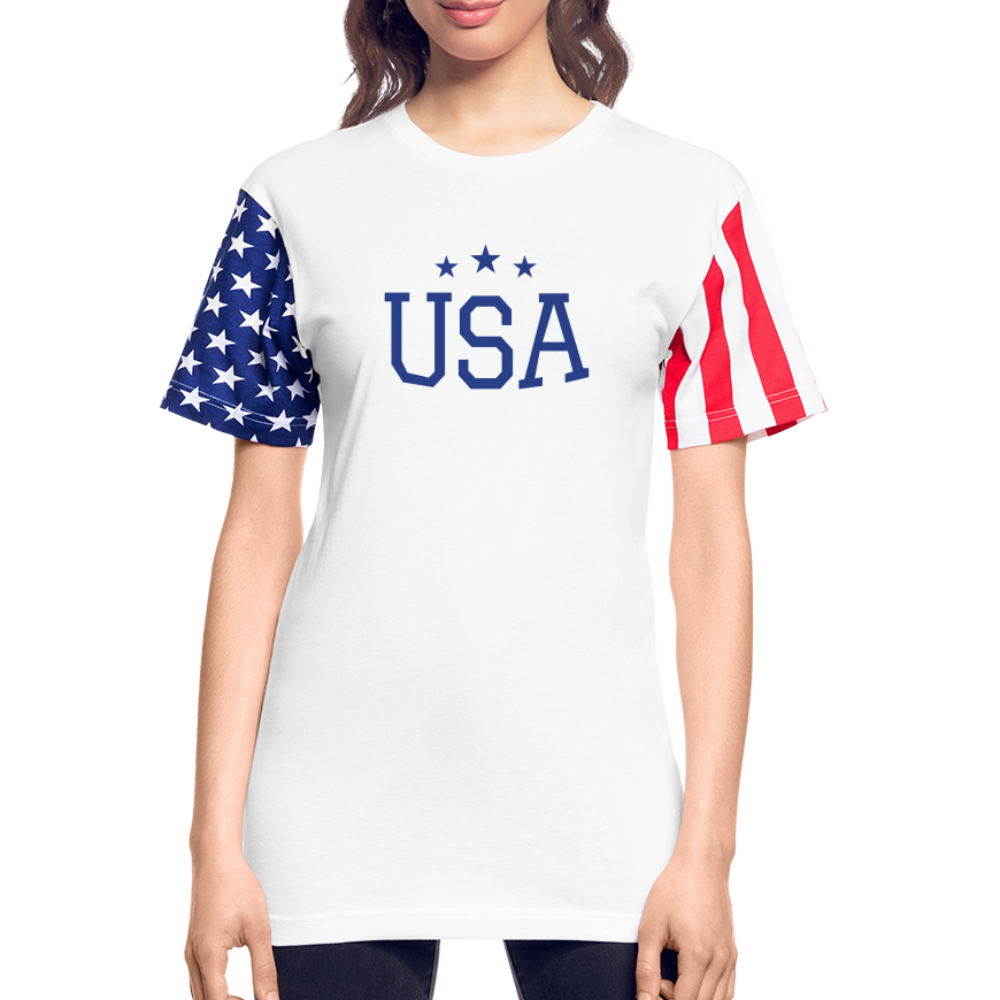 Adult Stars & Stripes T-Shirt | LAT Code Five™ 3976 usa shirt - white