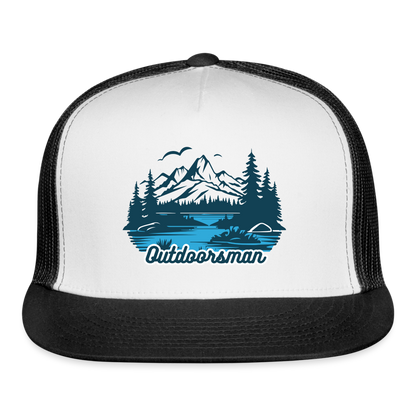 Trucker Cap Outdoors hat outdoorsman - white/black