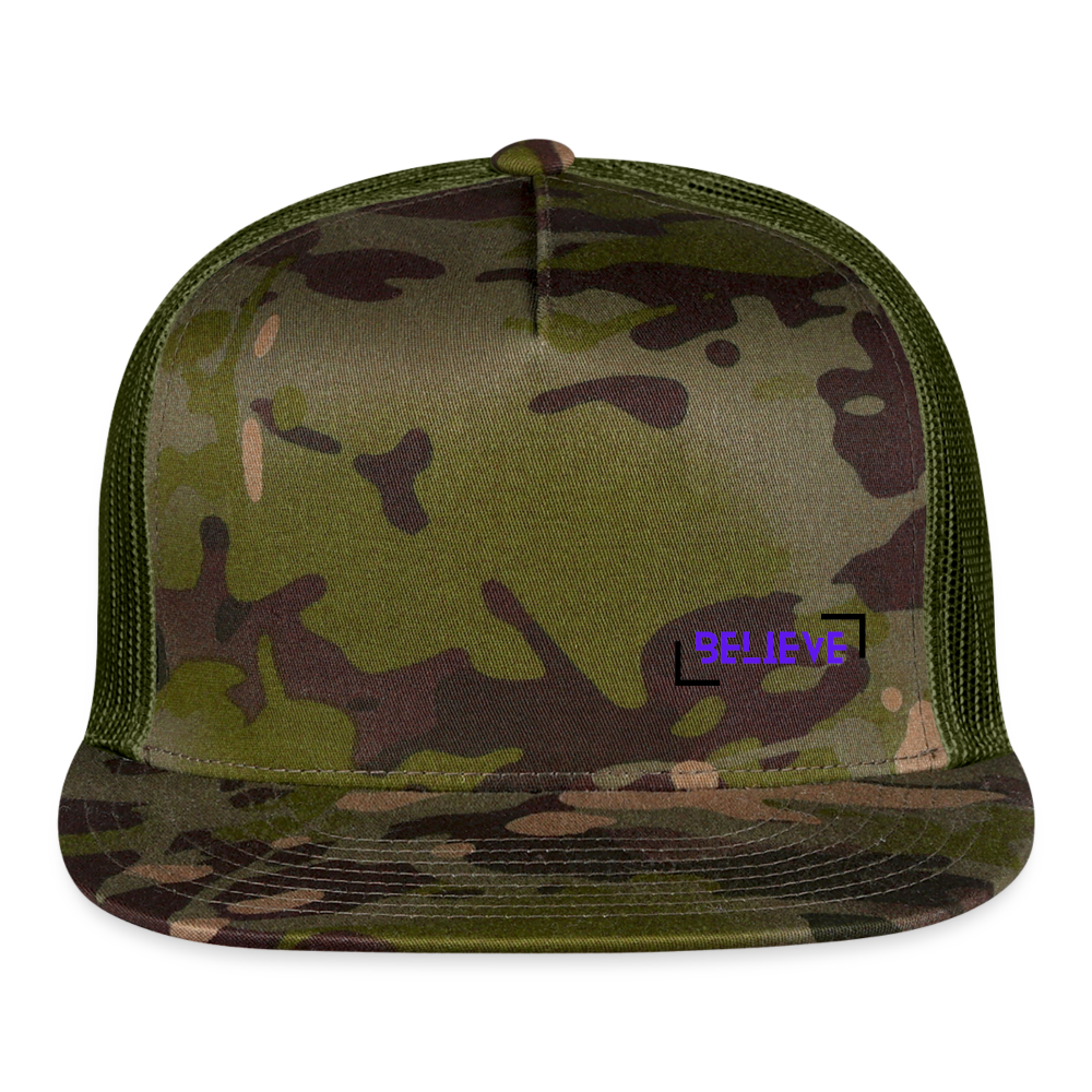 Trucker Cap believe hat casual, street, fishing, hunting hat - MultiCam\green