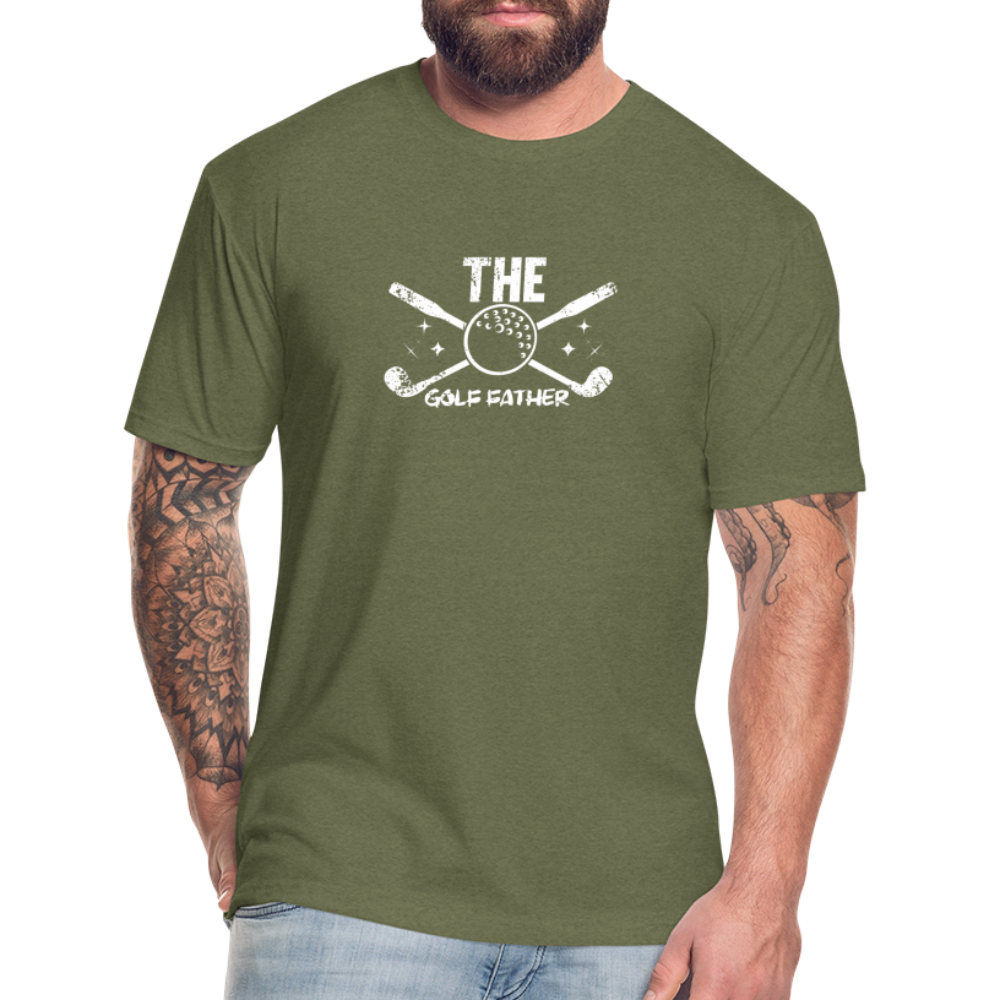 Fitted Cotton/Poly T-Shirt by Next Level Golf Father Golfing shirt - heather military green