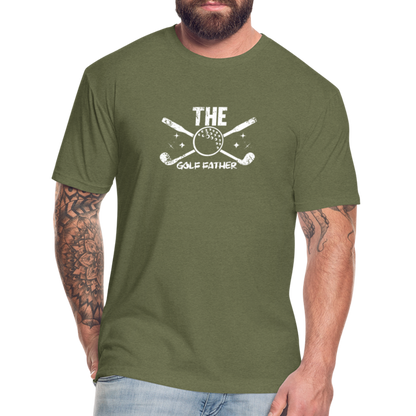 Fitted Cotton/Poly T-Shirt by Next Level Golf Father Golfing shirt - heather military green