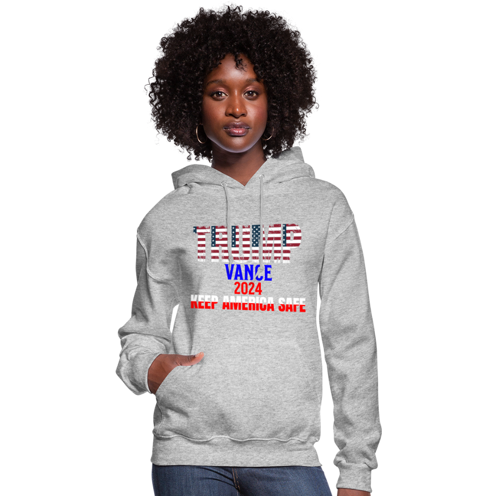 Women's Hoodie Trump Vance Hoodies Keep America safe - heather gray