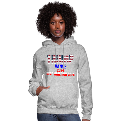 Women's Hoodie Trump Vance Hoodies Keep America safe - heather gray