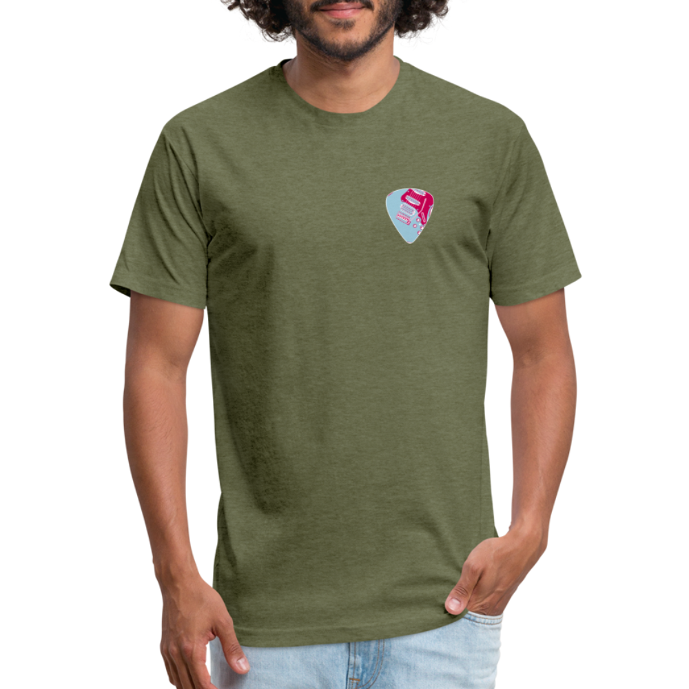 Fitted Cotton/Poly T-Shirt by Next Level guitar pick music shirt - heather military green