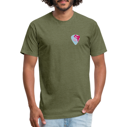 Fitted Cotton/Poly T-Shirt by Next Level guitar pick music shirt - heather military green