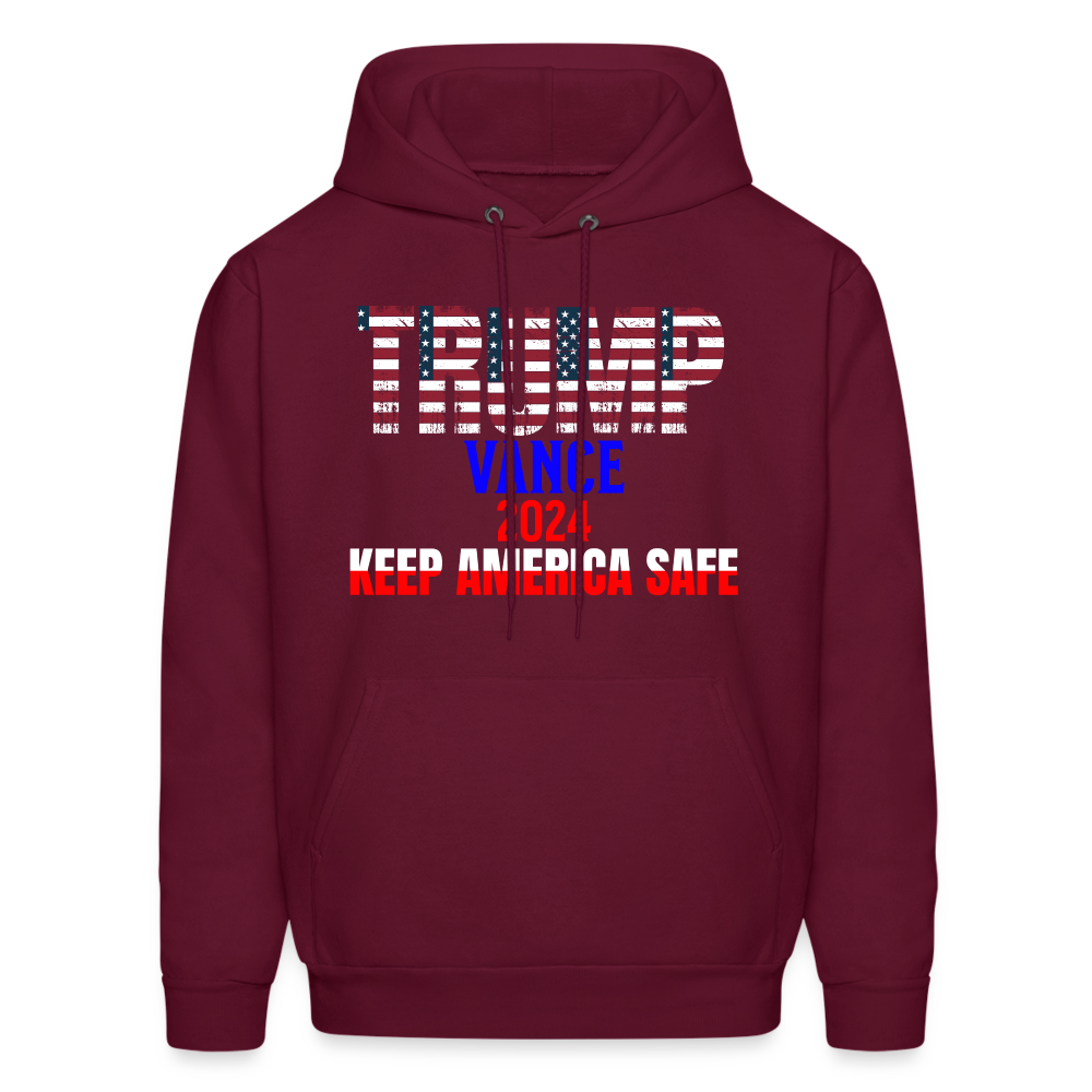 Men's Hoodie Trump Vance Hoodie Keep America Safe - burgundy