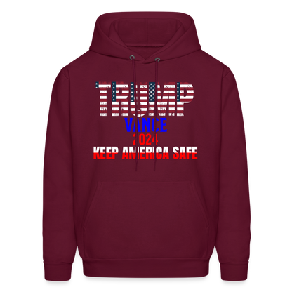 Men's Hoodie Trump Vance Hoodie Keep America Safe - burgundy