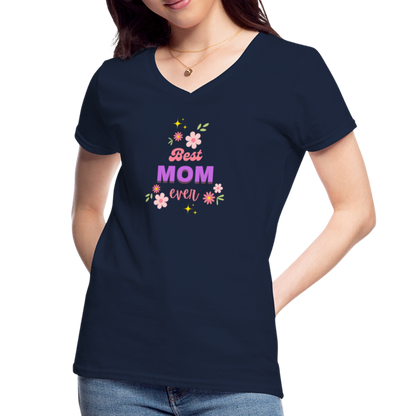 Women's V-Neck T-Shirt best mom ever - navy