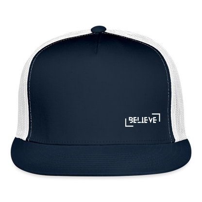 Trucker Cap believe hat - navy/white