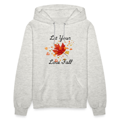 Women's Hoodie womens fall hoddies let your love fall - heather oatmeal