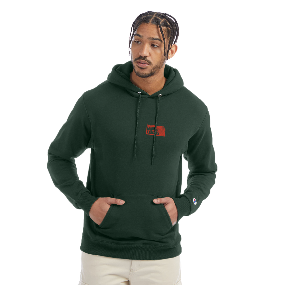 Champion Unisex Powerblend Hoodie made in Kansas - Dark Green