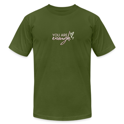 Unisex Womens Jersey T-Shirt by Bella + Canvas you are enough - olive