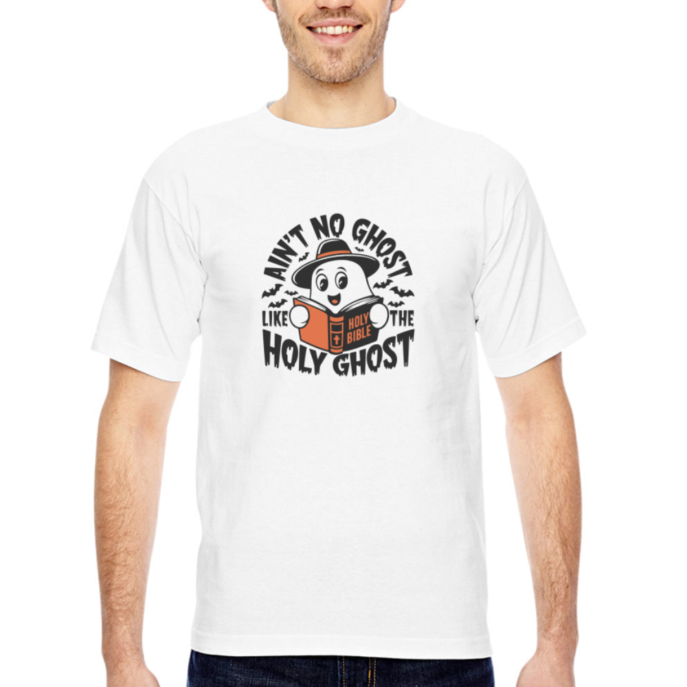 Bayside Unisex Heavyweight USA Made T-Shirt Holy Ghost shirt - white