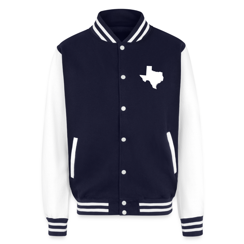 Just Hoods Heavyweight Letterman Jacket - navy/white