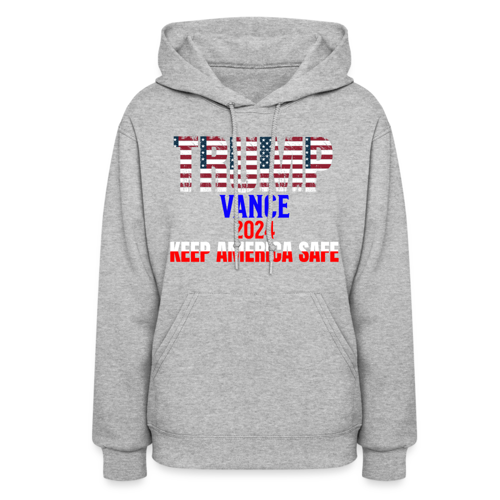 Women's Hoodie Trump Vance Hoodies Keep America safe - heather gray