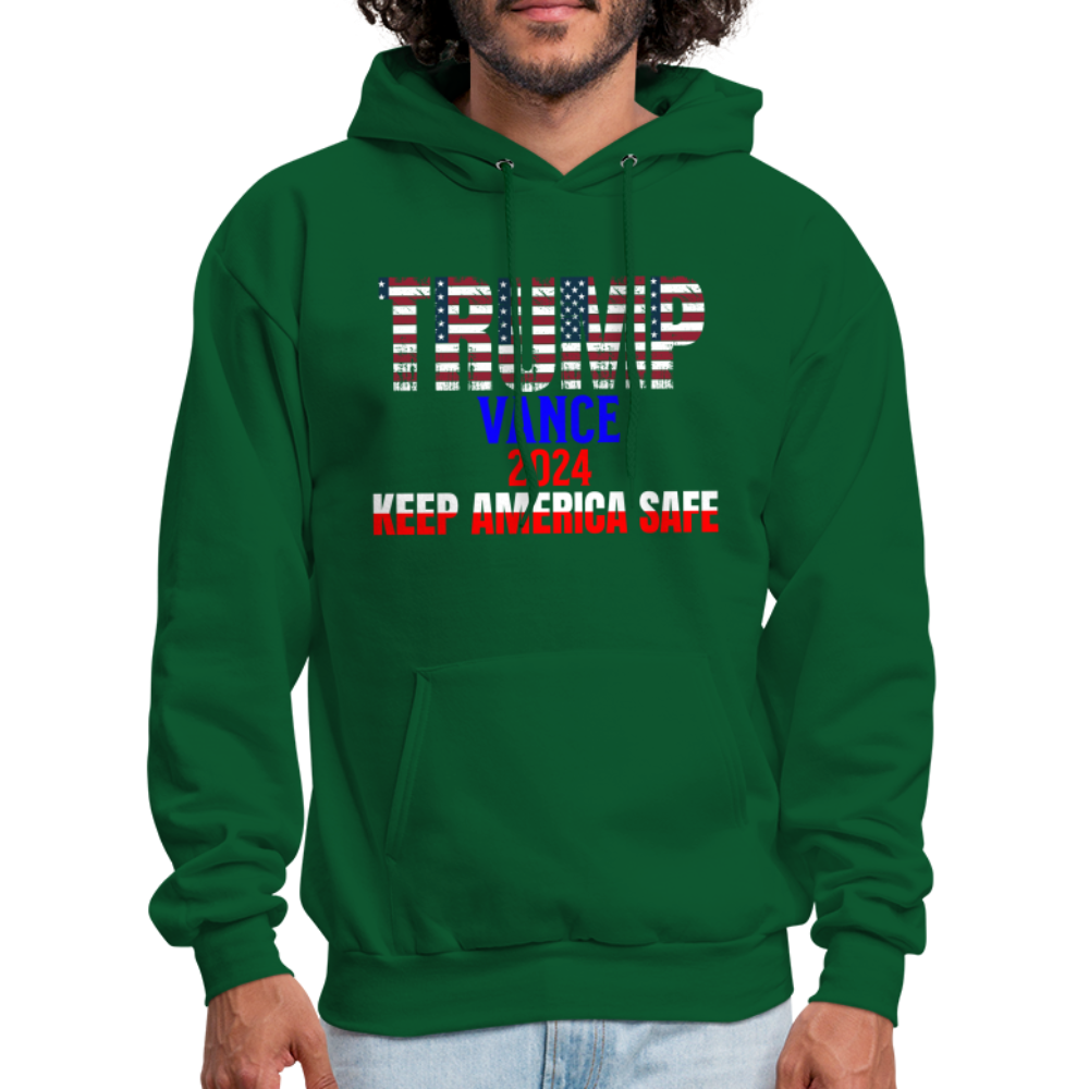 Men's Hoodie Trump Vance Hoodie Keep America Safe - forest green