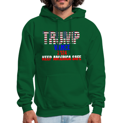 Men's Hoodie Trump Vance Hoodie Keep America Safe - forest green