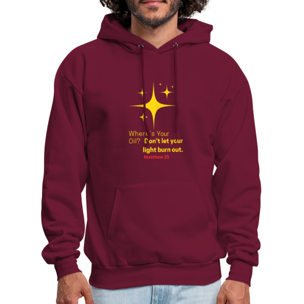 Men's Hoodie wheres your oil - burgundy