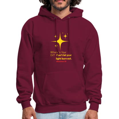 Men's Hoodie wheres your oil - burgundy