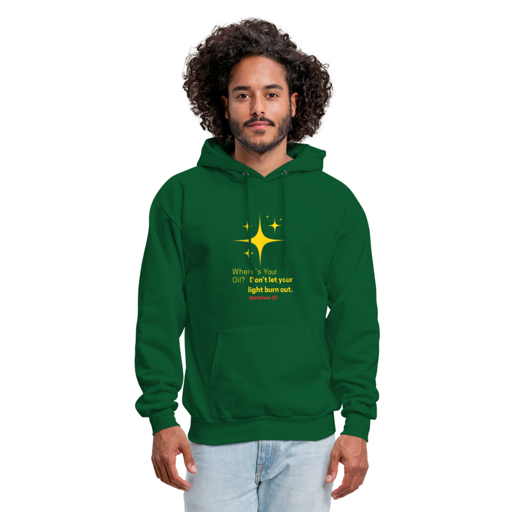 Men's Hoodie wheres your oil - forest green