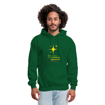 Men's Hoodie wheres your oil - forest green