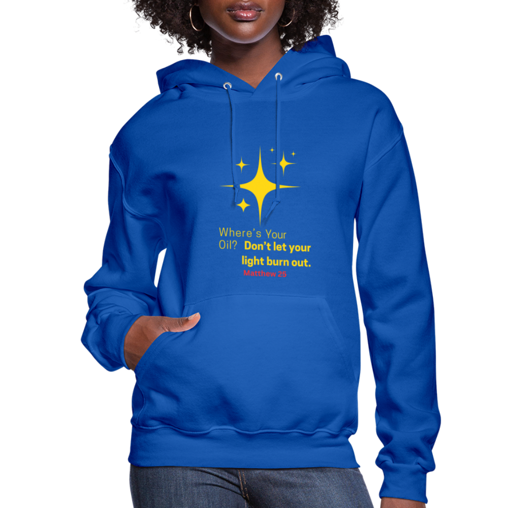 Women's Hoodie wheres your oil - royal blue