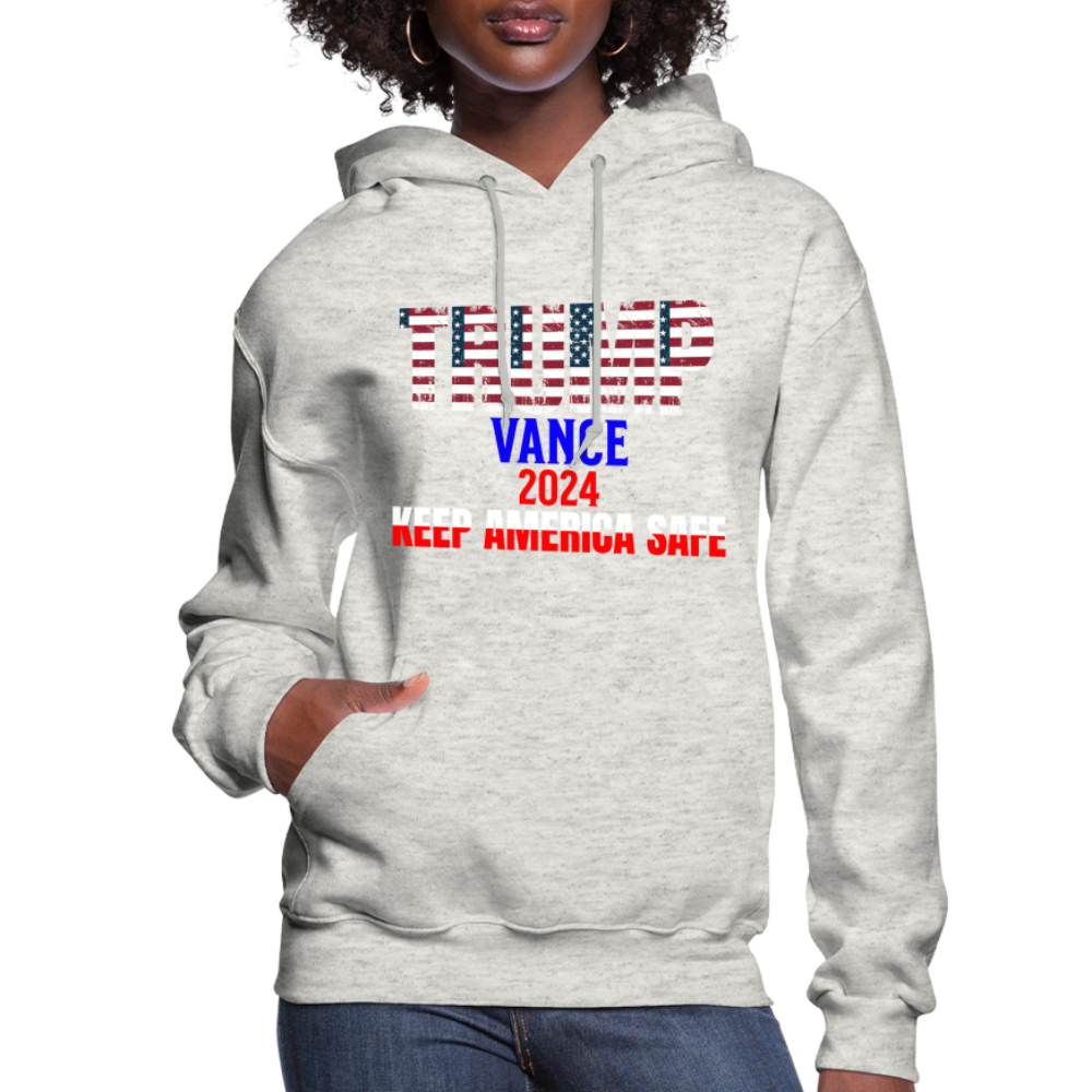 Women's Hoodie Trump Vance Hoodies Keep America safe - heather oatmeal