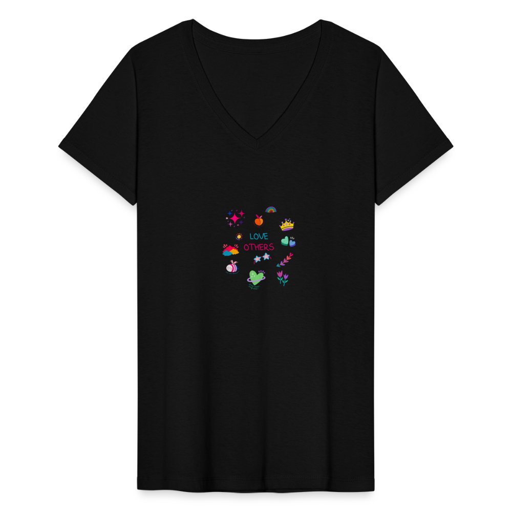 Women's V-Neck T-Shirt love others - black