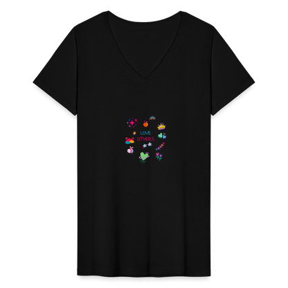 Women's V-Neck T-Shirt love others - black