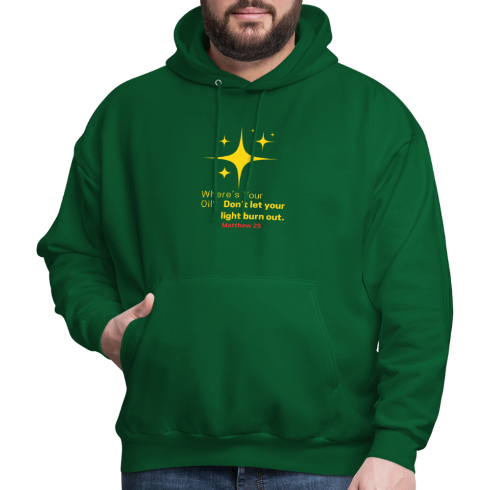 Men's Hoodie wheres your oil - forest green