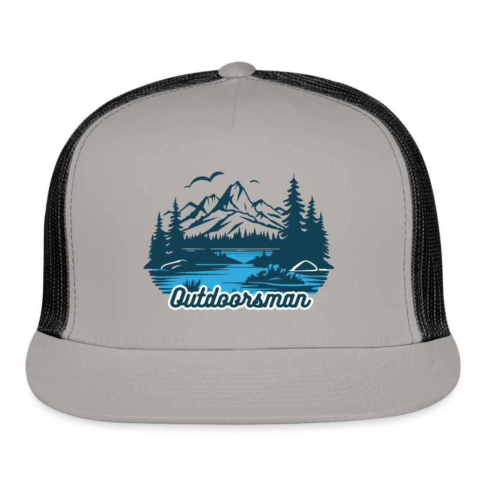 Trucker Cap Outdoors hat outdoorsman - gray/black