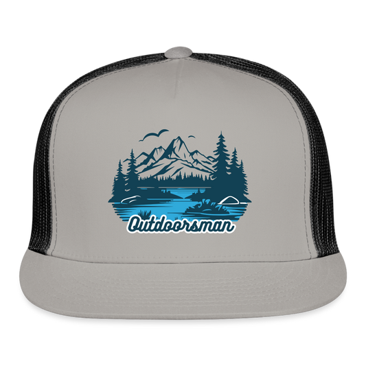 Trucker Cap Outdoors hat outdoorsman - gray/black