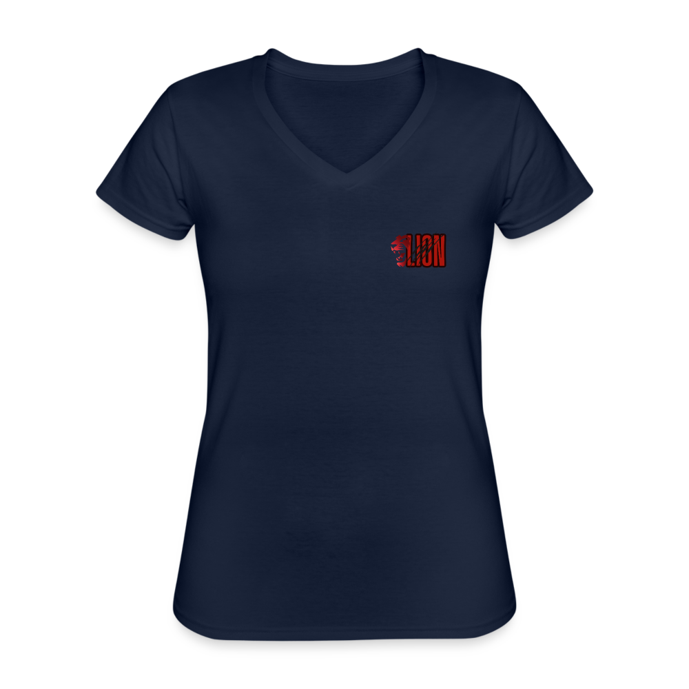 Women's V-Neck T-Shirt lion shirt - navy