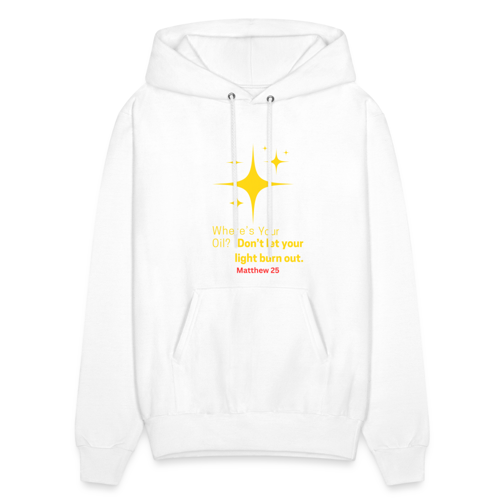 Men's Hoodie wheres your oil - white