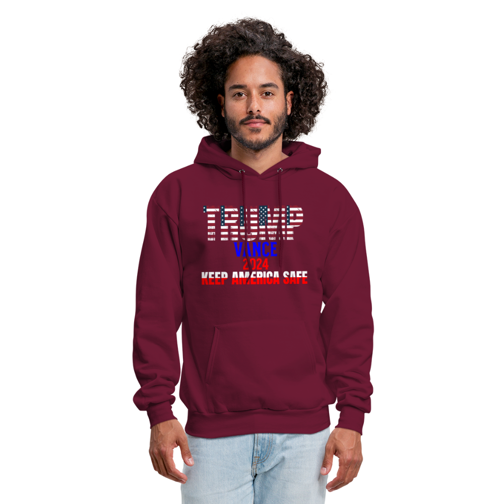 Men's Hoodie Trump Vance Hoodie Keep America Safe - burgundy