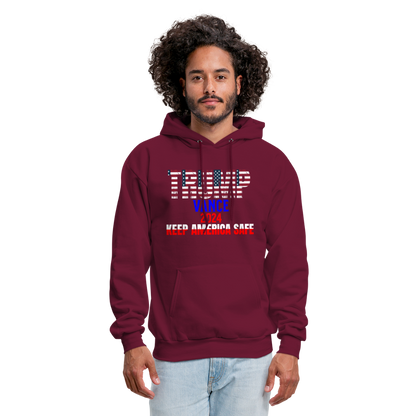 Men's Hoodie Trump Vance Hoodie Keep America Safe - burgundy