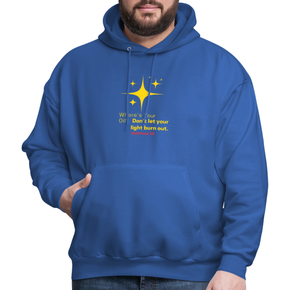 Men's Hoodie wheres your oil - royal blue