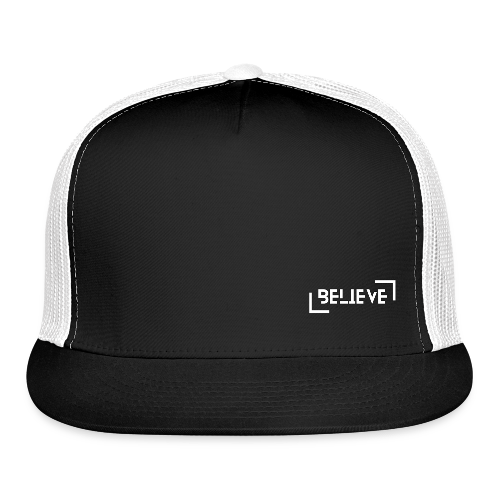 Trucker Cap believe hat - black/white