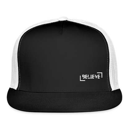 Trucker Cap believe hat - black/white