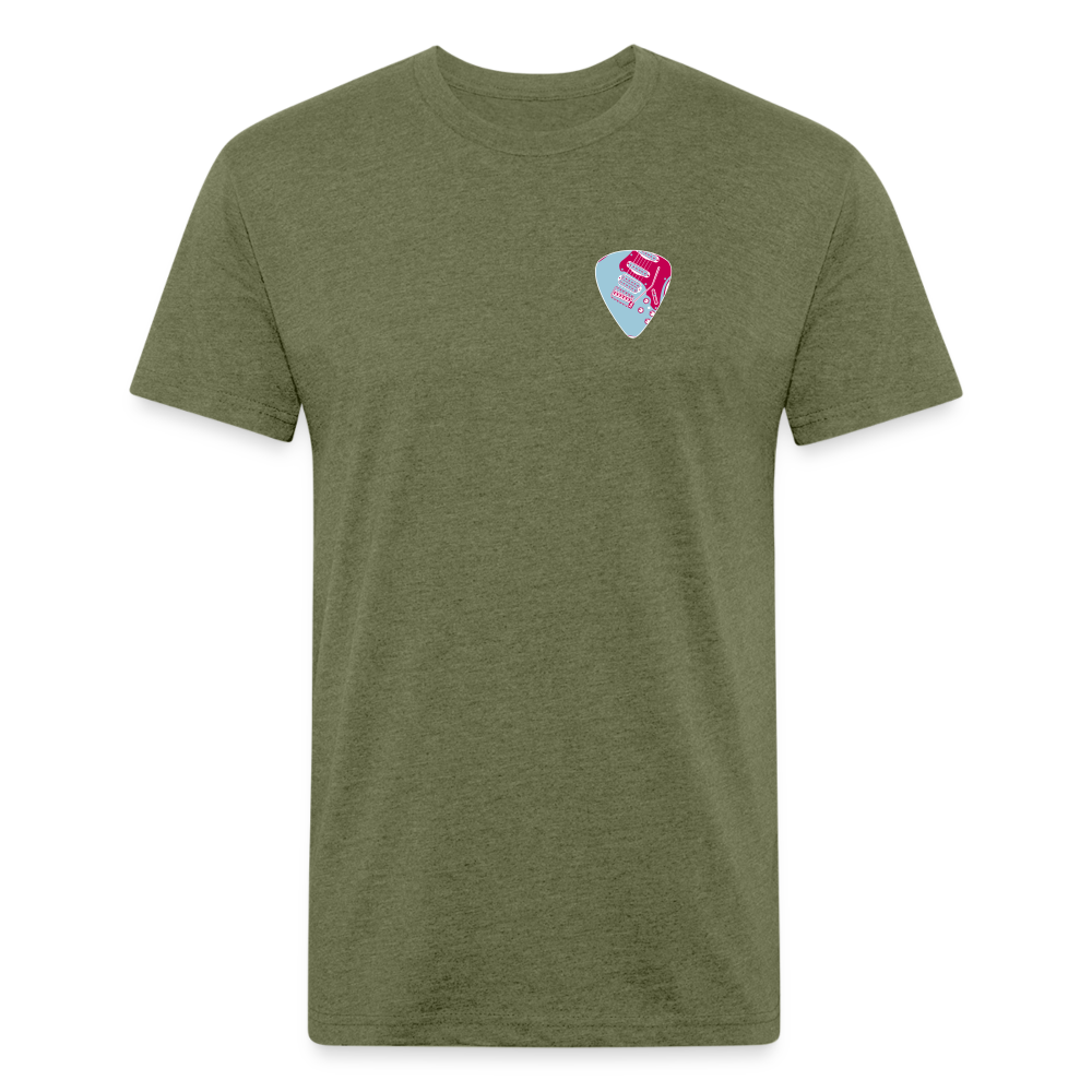 Fitted Cotton/Poly T-Shirt by Next Level guitar pick music shirt - heather military green