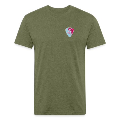 Fitted Cotton/Poly T-Shirt by Next Level guitar pick music shirt - heather military green