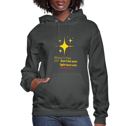 Women's Hoodie wheres your oil - asphalt