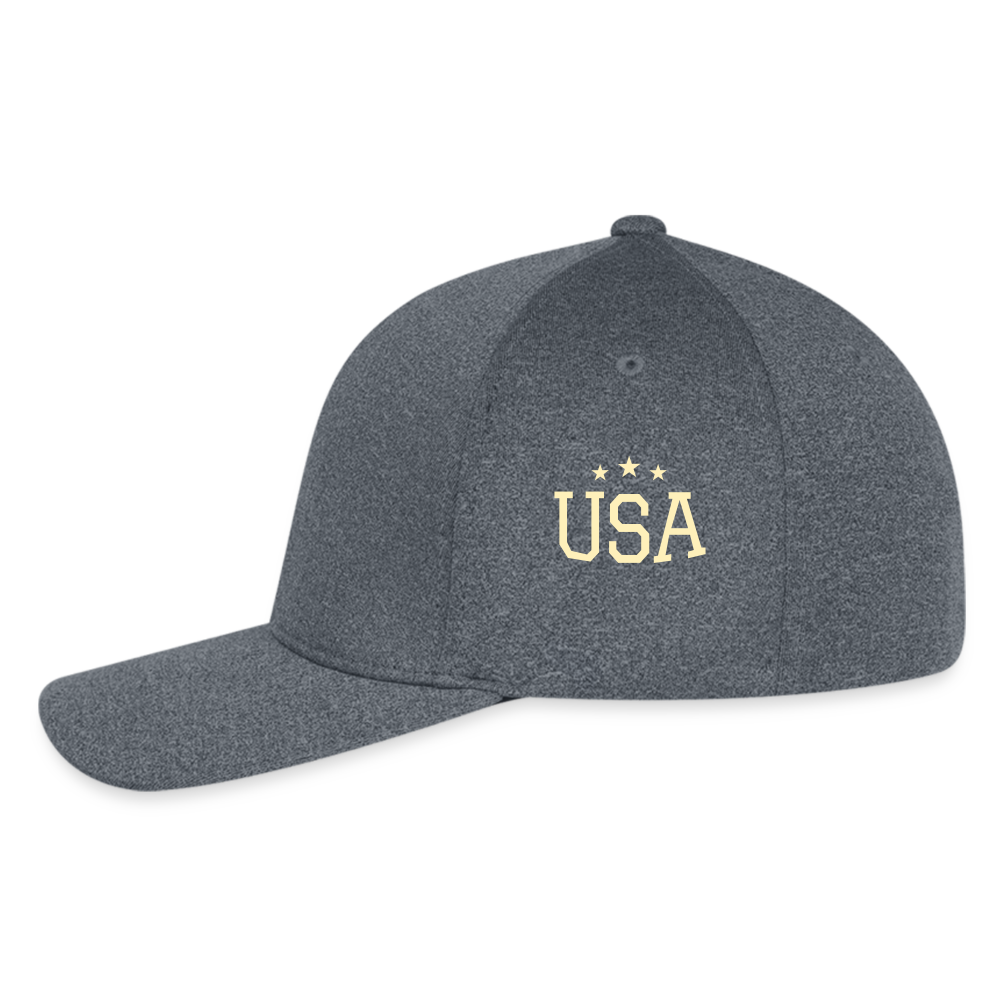 Flexfit Fitted Melange Baseball Cap Trump Hat Maga - dark heather gray