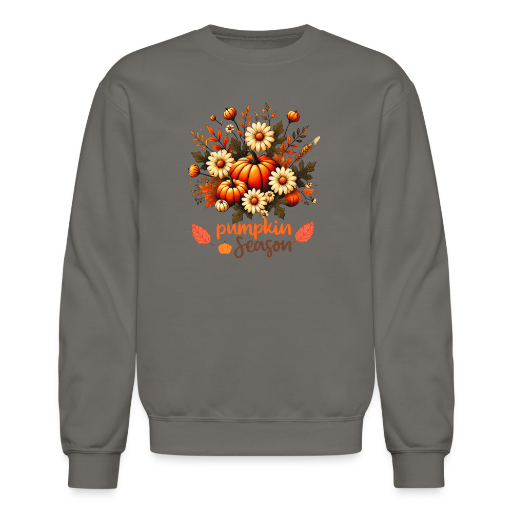 Crewneck Sweatshirt women pumpkin fall sweater - asphalt gray