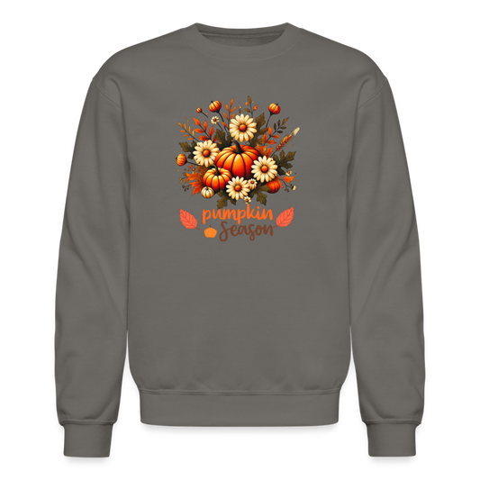 Crewneck Sweatshirt women pumpkin fall sweater - asphalt gray