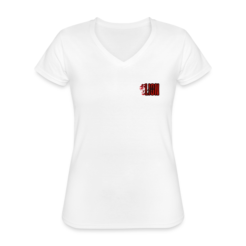 Women's V-Neck T-Shirt lion shirt - white