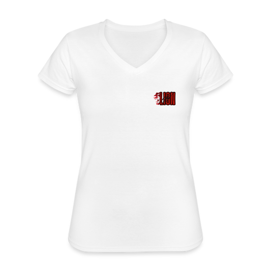 Women's V-Neck T-Shirt lion shirt - white