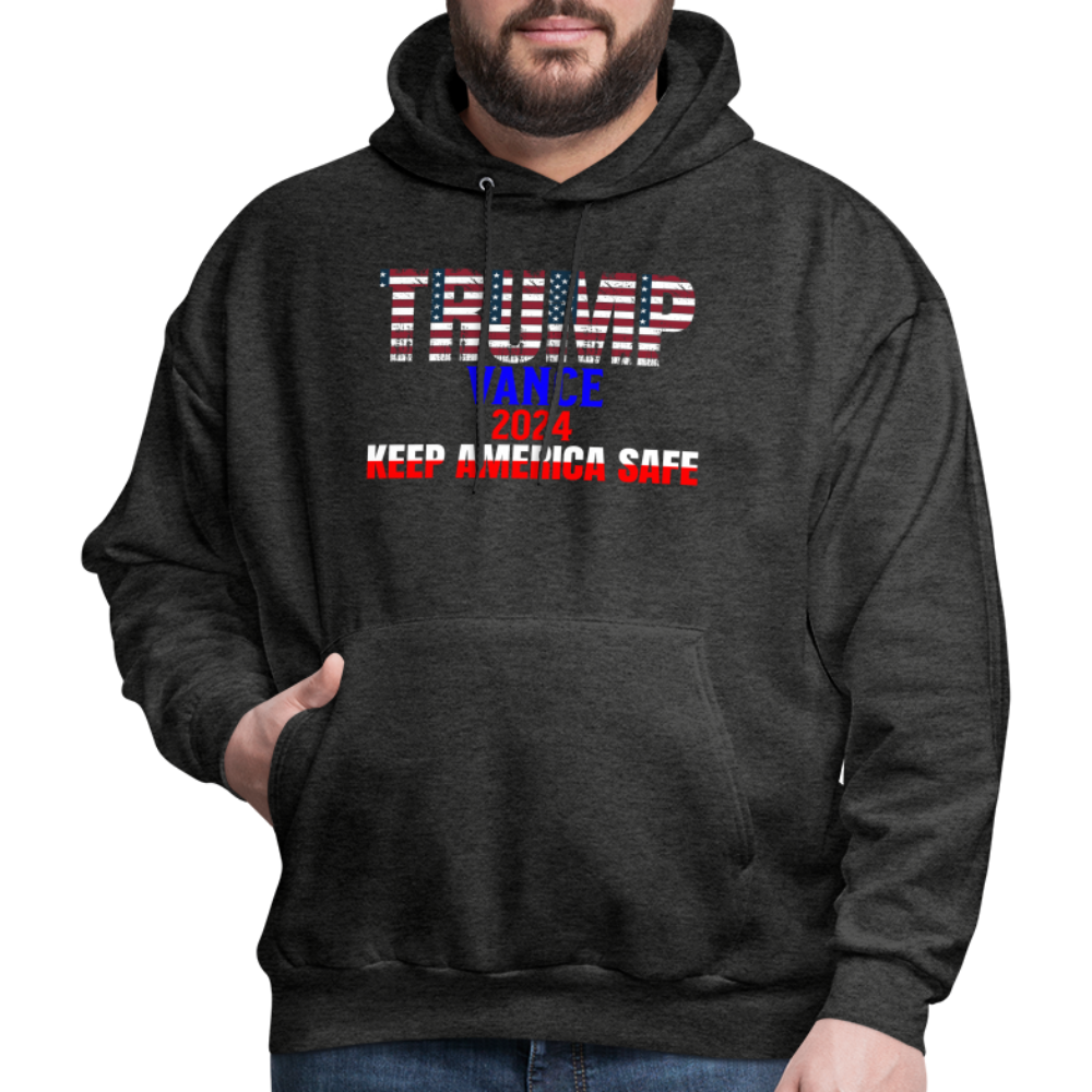 Men's Hoodie Trump Vance Hoodie Keep America Safe - charcoal grey