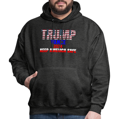 Men's Hoodie Trump Vance Hoodie Keep America Safe - charcoal grey